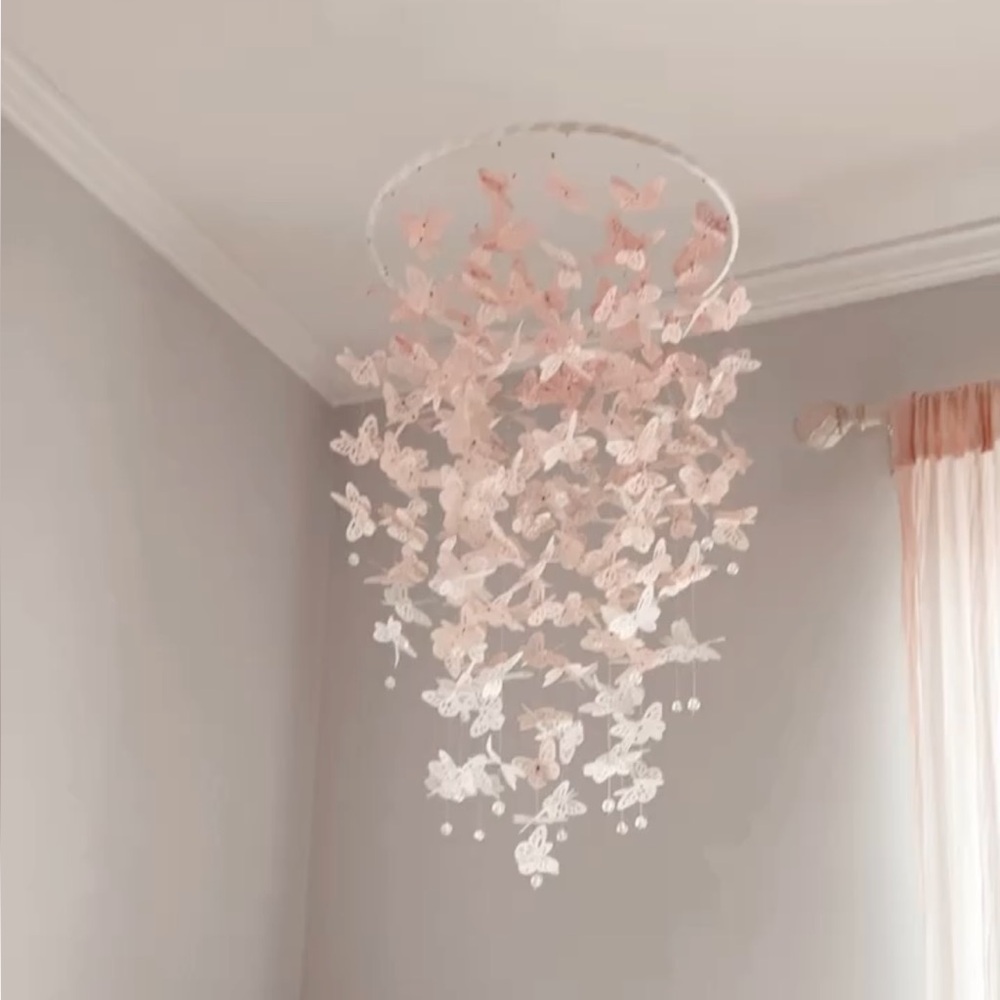 Butterfly Mobile in Pink and White